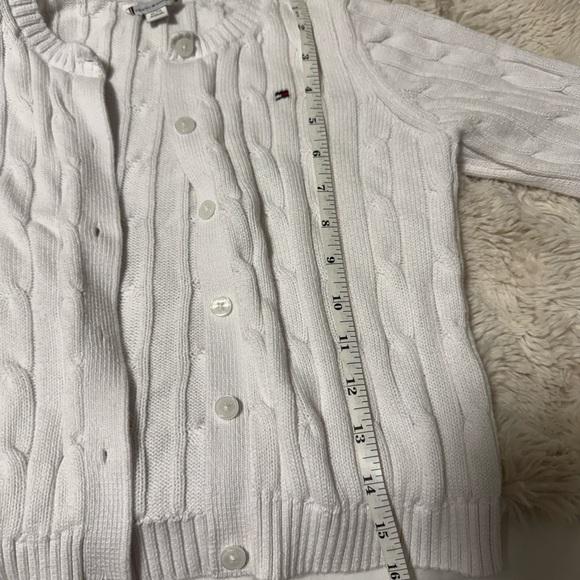 Tommy Hilfiger Girls White Cable Knit Sweater - Picture 2 of 4